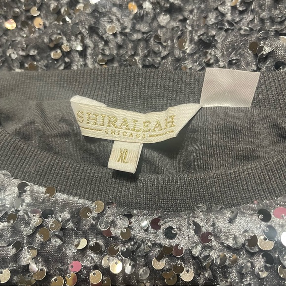 Shiraleah Sequin Velour Silver Sweater Sz XL - Picture 5 of 5